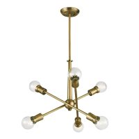 Kichler Armstrong 6 Light. Natural Brass Modern/Contemporary Chandelier - 43095NBR