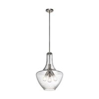 Kichler Everly Brushed Nickel Transitional Seeded Glass Teardrop Pendant Light - 42190NI