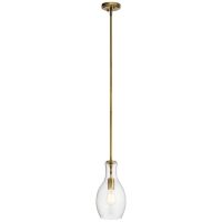Kichler Everly Natural Brass Transitional Clear Glass Teardrop Pendant Light - 42456NBR