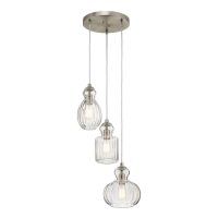Kichler Riviera Brushed Nickel Transitional Ribbed Glass Geometric Pendant Light - 43952NI