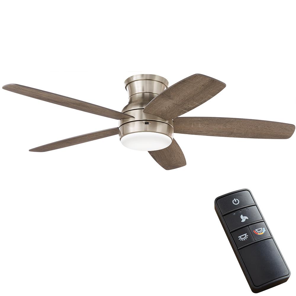 Ashby Park 52 in. White Color Changing Integrated LED Brushed Nickel Ceiling Fan with Light Kit and 