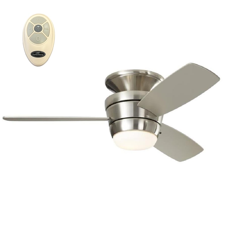 Harbor Breeze Mazon 44 In Brush Nickel Indoor Flush Mount Ceiling Fan With Remote 3 Blade 00728 Open Box The Fixture Place - How To Mount Ceiling Fan Box