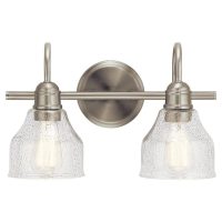 Kichler Avery 2 Light. Nickel Farmhouse Vanity Light - 45972NI
