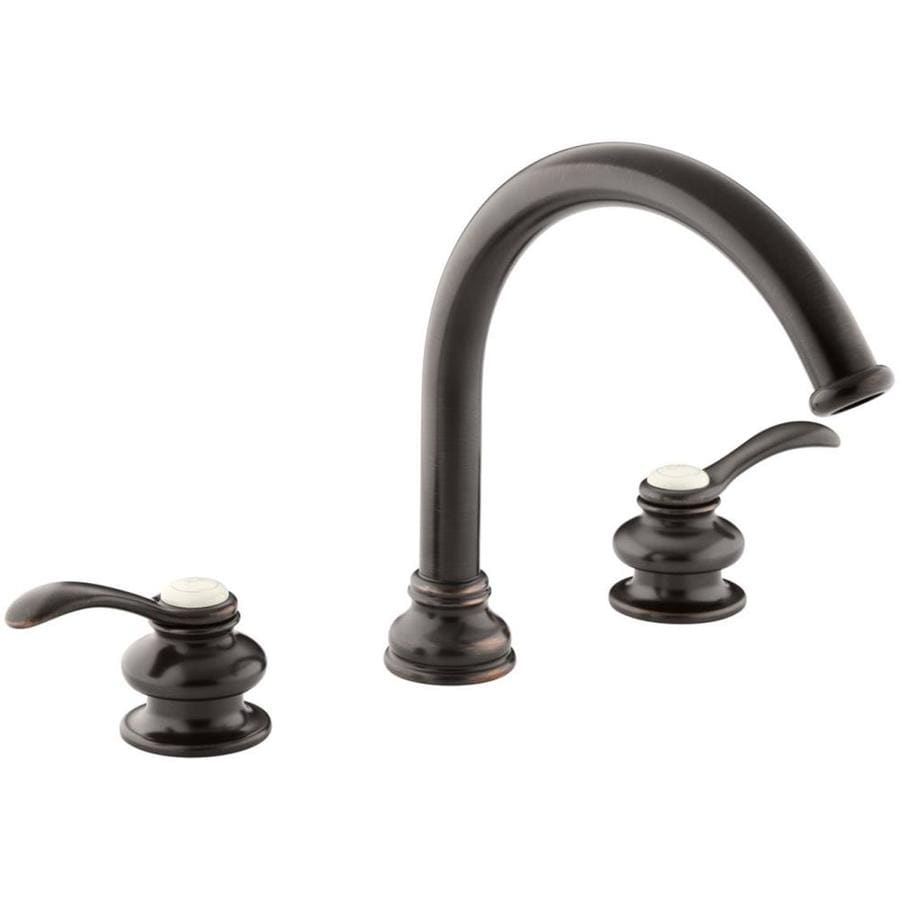 KOHLER Fairfax Oil-Rubbed Bronze 2-Handle Residential Deck Mount Roman Bathtub Faucet - T12885-4-2BZ