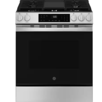 GE - 30 in. 5-Burners Slide-In Gas Range in Stainless Steel with Crisp Mode