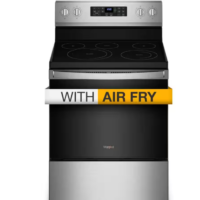 Whirlpool - 30 in. 5.3 cu.ft. 5 Burner Element Single Oven Electric Range with Air Fry in Stainless Steel Fingerprint Resistant
