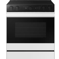Samsung - Bespoke 30 in. 6.3 cu.ft. 5 Burner Element Smart Slide-In Electric Range w/ Air Sous Vide & AirFry in White Glass