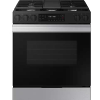 Samsung - Bespoke 30 in. 6.0 cu. ft. 5 Burner Smart Slide-In Gas Range with Air Fry & Safety Knobs in Stainless Steel