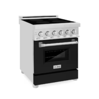 ZLINE - Kitchen and Bath 24 in. Freestanding Electric Range 3 Element Induction Cooktop with Black Matte Door in Stainless Steel