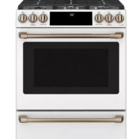 Cafe - 30 in. 5.6 cu. ft. Smart Slide-In Gas Range in Matte White with True Convection, Air Fry