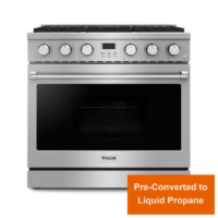 Thor Kitchen - Pre-Converted Propane Contemporary 36 in. 6-Burners Freestanding Gas Range with Convection Oven in Stainless Steel