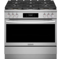 Frigidaire - Gallery 36 in. 6-Burner Slide-In Dual Fuel Range in Stainless Steel with Total Convection and Air Fryf