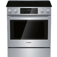 Bosch - 800 Series 30 in 5 Burner Element Slide-In Electric Range in Stainless Steel with True Convection Oven and Self-Cleaning