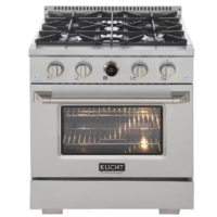 Kucht - 30 in. 4.2 cu. ft. 4-Burners Dual Fuel Range for Natural Gas in Stainless Steel with Horus Digital Dial Thermostat