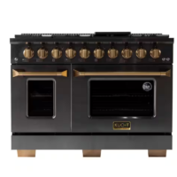 Kucht - Gemstone Professional 48 in. 6.7 cu. ft. 8 Burners Dual Fuel Range LP Ready with Two Ovens in Titanium Stainless Steel