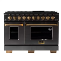 Kucht - Gemstone Professional 48 in. 6.7 cu. ft. Dual Fuel Range for Natural Gas with Two Ovens in Titanium Stainless Steel