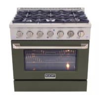 Kucht - 36 in. 5.2 cu. ft. 6-Burners Dual Fuel Range Natural Gas in Stainless Steel, Olive Green Oven Door with Convection Oven