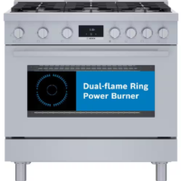 Bosch - 800 Series 36 in. 3.5 cu. ft. Industrial Style Gas Range with 6-Burners in Stainless Steel
