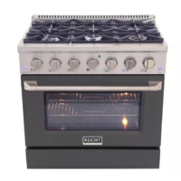 Kucht - Pro-Style 36-in 5.2 cu. ft. 6-Burners Natural Gas Range with Convection Oven in Stainless Steel & Cement Grey Oven Door