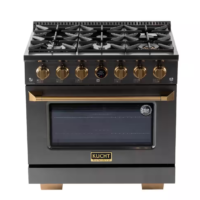 36 - in. 5.2 cu. ft. 6-Burners Dual Fuel Range Natural Gas in Titanium Stainless Steel with Horus Digital Dial Thermostat