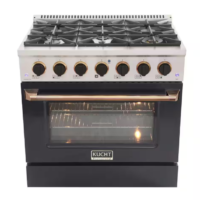 Kucht - 36 in. 5.2 cu. ft. LP Ready Dual Fuel Range with Gas Stove and Electric Oven with Convection Oven in Black with Gold