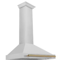 ZLINE - Kitchen and Bath Autograph Edition 36 in. 400 CFM Ducted Vent Wall Mount Range Hood in Fingerprint Resistant Stainless & Champagne Bronze