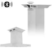 ZLINE - Kitchen and Bath 30 in. 400 CFM Ducted Island Mount Range Hood with Built-in CrownSound Bluetooth Speakers in Stainless Steel