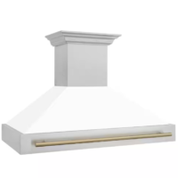 ZLINE - Kitchen and Bath Autograph Edition 48 in. 700 CFM Ducted Vent Wall Mount Range Hood in Fingerprint Resistant Stainless & White Matte