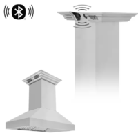 ZLINE - Kitchen and Bath 36 in. 400 CFM Ducted Island Mount Range Hood with Built-In CrownSound Bluetooth Speakers in Stainless Steel