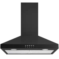 Vissani - Siena 30 in. 350CFM Convertible Pyramid Wall Mount Range Hood in Black with Charcoal Filters and LED Lighting