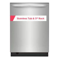 Frigidaire - 24 In. in. Top Control Built-In Tall Tub Dishwasher in Stainless Steel with 5-Cycles, 49 dBA