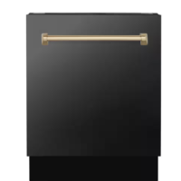 ZLINE - Kitchen and Bath Autograph Edition 24 in. Top Control 8-Cycle Tall Tub Dishwasher w/ 3rd Rack in Black Stainless Steel & Champagne Bronze