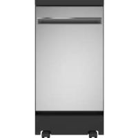 GE - 18 in. Stainless Steel Portable Dishwasher with Sanitize Cycle and 52 dBA