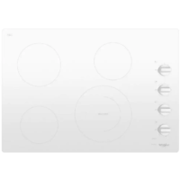 Whirlpool - 30 in. Radiant Electric Ceramic Glass Cooktop in White with 4 Burner Elements including a Dual Radiant Element