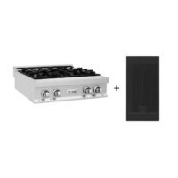 ZLINE - Kitchen and Bath 30 in. 4 Burner Front Control Gas Cooktop in Fingerprint Resistant Stainless Steel with Griddle